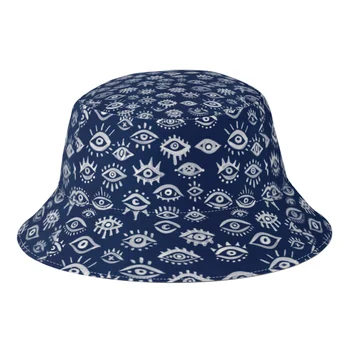 Летняя шляпа-ведро Mystic Eyes от сглаза для женщин и мужчин, Амулет Назара, для путешествий на открытом воздухе, Складные рыболовные шляпы для девочек и мальчиков, Панама, Кепка