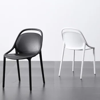 Скандинавские модные обеденные стулья для гостиной, пластиковый современный письменный стол для взрослых, обеденный стул с ленивой спинкой, мебель для балкона Silla Comedor