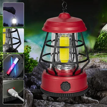 Водонепроницаемый портативный походный фонарь с плавным затемнением, Аккумуляторная походная лампа с крючком, наружное аварийное освещение для пеших прогулок, рыбалки