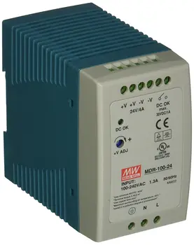 MEAN WELL MDR-100-24 источника питания на DIN-рейке от переменного до постоянного тока, 24 В, 4 Ампера, 96 Вт, 1,5 дюйма