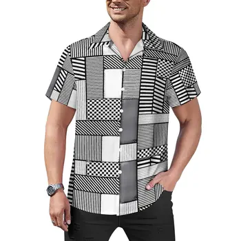 Рубашка для отпуска с лоскутным принтом Geomatric Hawaii Повседневные рубашки Мужские Крутые блузки С коротким рукавом Графическая одежда Больших размеров 3XL 4XL