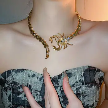 1шт Европейско-американский стиль, Преувеличенное Ожерелье из горного хрусталя, Персонализированное Креативное Колье в форме Скорпиона