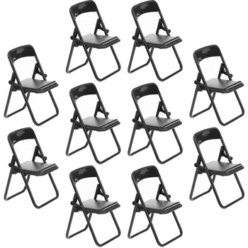 10 Шт. Черный стул Складная Подставка для телефона Микро Пейзаж Декор Держатель мини Формы ABS Миниатюрный