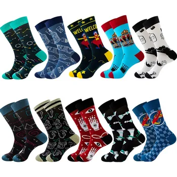 Носки, мужские и женские хлопчатобумажные носки с принтом креативной короны, Спортивные баскетбольные носки, пара носков в трубочку T204