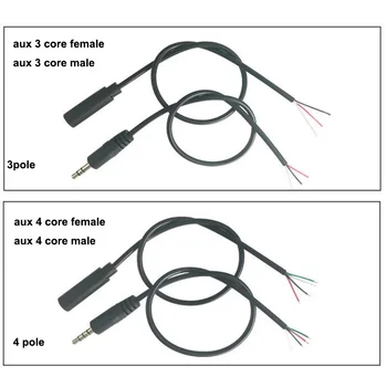 1 М 30 см 3,5 мм 3Pin 4pin Разъем AUX Male Female Аудио Удлинительный кабель Head Line 3,5 мм Стерео кабель DIY Core Wire