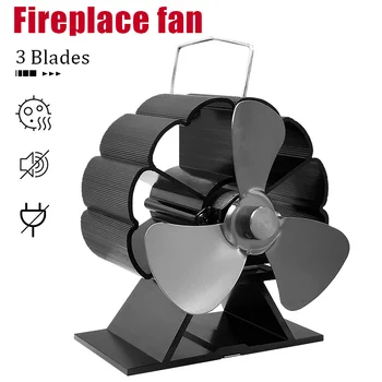 Каминный вентилятор Мини-черная 5-листовая воздушная печь Экологически Чистый Тихий вентилятор Эффективное распределение тепла в домашних хозяйствах
