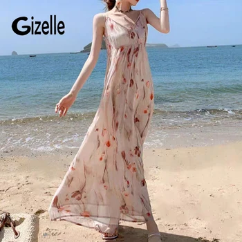 Французская элегантность Gizelle, винтажные женские платья на подтяжках с V-образным вырезом и цветочным принтом, шикарное праздничное платье на бретелях средней длины zevity Traf