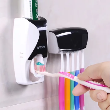 Автоматический дозатор зубной пасты, настенный пылезащитный держатель для зубных щеток, Настенный стеллаж для хранения аксессуаров для ванной комнаты, Соковыжималка