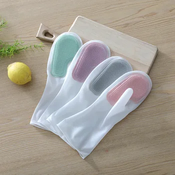 Перчатки для чистки посуды, прочные бытовые многофункциональные перчатки для мытья посуды, скребок для рук, кухонный скруббер, домашняя резина