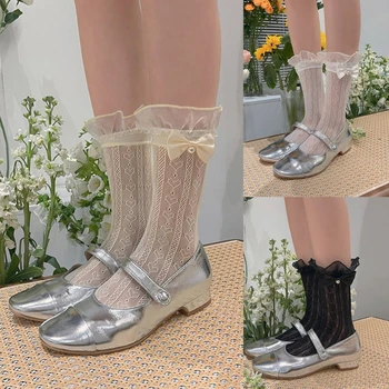 Летние Тонкие женские носки, кружевные носки с оборками для девочек, сетчатые дышащие кружевные носки
