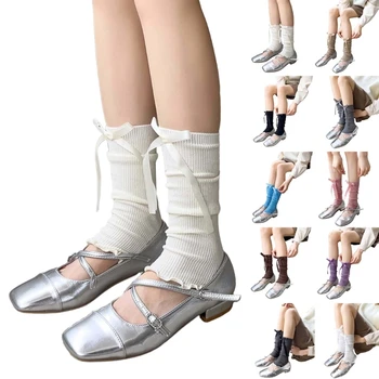 Длинные носки в кампусном стиле, женские гетры, ребристый чехол для ног, вязаные носки, прямая поставка