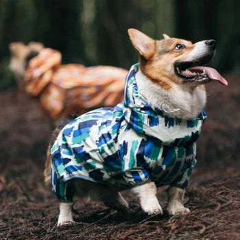 Непромокаемый дождевик для собак, закрывающий все тело, дождевик для домашних животных с разрезным рисунком на животе, уличный дождевик для собак среднего размера