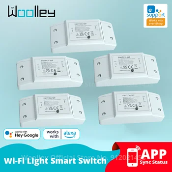 Woolley WiFi Умный модульный выключатель света, таймер отключения, умный переключатель DIY, беспроводной пульт дистанционного управления 10A, Работа с Alexa Google Home