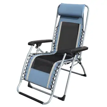 Тканевое кресло Caravan Global Sports Infinity с функцией невесомости, защелкивающееся под подлокотником - синий