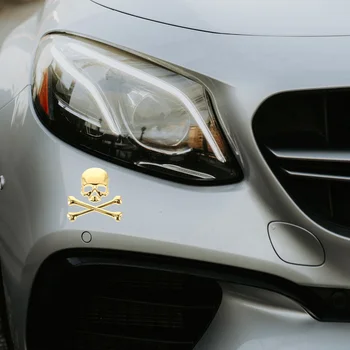2шт Новых 3D металлических скрещенных костей, наклейка на автомобиль, мотоцикл, этикетка, эмблема, значок, наклейки для укладки автомобилей, наклейка (золотая)