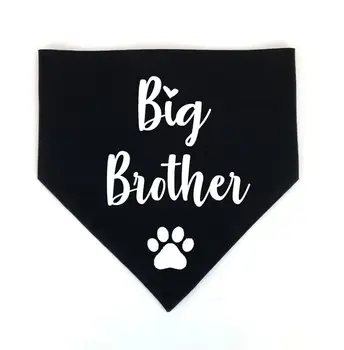 Бандана для собак Объявление о беременности Big Brother Big Sister Baby Reveal Черно-белая бандана для собак