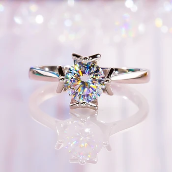 Новое кольцо с бриллиантом из муассанита весом 1 карат из стерлингового серебра S925 пробы с платиновым покрытием, изысканные ювелирные изделия для женщин, предложение, помолвка, свадьба