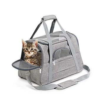 Мягкие переноски для домашних животных, портативная дышащая складная сумка, сумки для переноски кошек и собак, сумка для домашних животных для путешествий с запирающимися защитными молниями