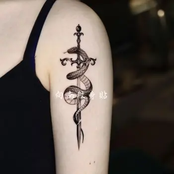 Хип-хоп Змеиный меч, Стойкие водонепроницаемые тату-наклейки для женщин, мужчин, Готическая татуировка на руке, бедре, временные татуировки, Искусственная поддельная татуировка