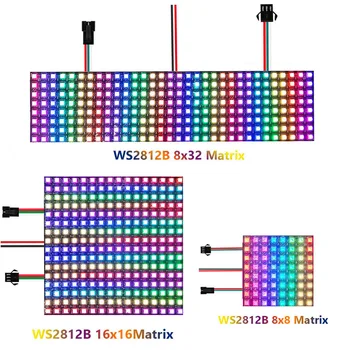 5V WS2812B RGB Светодиодный Модульный Светильник 8x8 16x16 8x32 Пикселей Цифровой Индивидуально Адресуемый Матричный Экран WS2812 Рекламный Светильник