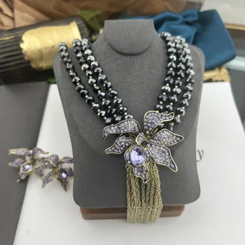 Винтажное модное элегантное ожерелье с бахромой из ириса