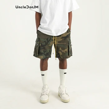 Камуфляжные шорты UncleDonJM, мужские повседневные брюки-карго с карманами в американском стиле, Летняя уличная одежда, баскетбольные шорты, шорты на шнурках, fo