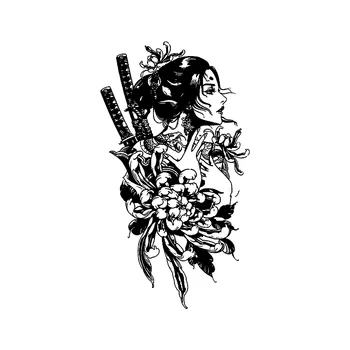 Наклейка с татуировкой из травяного сока Гейши, Богиня моды, водонепроницаемая полупостоянная Японская имитационная наклейка (Комплект из 2)