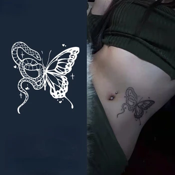 Наклейки с татуировками Juice Dark Babes Y2k Butterfly Snake King Arm Грудь Водонепроницаемые временные татуировки Поддельные татуировки для женщин