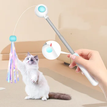 Телескопическая игрушка-кошачья палочка, Игрушки для кошек с кисточками, Палочка-дразнилка, Котенок, играющий с лазерной ручкой, Игрушки-указки, Интерактивные игрушки для кошек, товары для домашних кошек