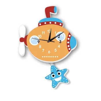 Часы с маятником Rainbow Sun для детской комнаты, милые животные, украшение спальни для мальчиков и девочек, настенные часы, декор для детской, мультяшные часы, подарок для детей