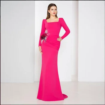 Вечерние платья MULONG Red для выпускного вечера, вечернее платье с длинным рукавом 2023, Элегантное коктейльное платье в цветочек, платье из Саудовской Аравии, Дубая