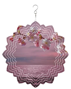 Озеро Вишневый Цвет Водная Поверхность Розовый Цветок Открытый Ветряной Колокольчик Из Нержавеющей Стали Подвесной Домашний Декор 3D Вращающийся Ветряной Спиннер