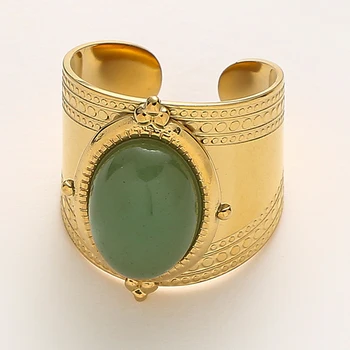 Богемные эстетичные кольца с бирюзой и опалом для женщин, кольца из нержавеющей стали, кольца с широким отверстием, Позолоченные ювелирные изделия, подарки