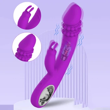Вибратор с засовыванием кролика, автоматический телескопический стимулятор точки G, клитора, секс-игрушки для женской мастурбации, взрослые женщины