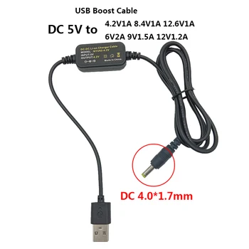 4,0*1,7 мм DC от 5 В до 4.2V1A 8.4V1A 12.6V1A 6V2A 9V1.5A 12V1.2A USB Повышающий кабель Адаптер питания Линейный Шнур Повышающий модуль