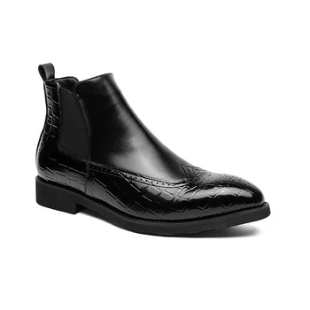 Классические мужские ботинки Челси Ретро Свадебные Черные винтажные вечерние Повседневные короткие кожаные ботинки на шнуровке по щиколотку