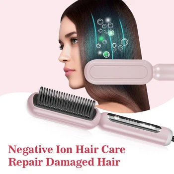 Электрическая расческа-выпрямитель для завивки волос, Вращающиеся локоны, Керамическая расческа для выпрямления волос, нагревающийся инструмент для моделирования расчески-выпрямителя