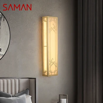 Латунный настенный светильник SAMAN LED, современные роскошные мраморные бра, декор для дома, спальни, гостиной, коридора