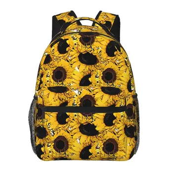 Многофункциональный рюкзак Golden Sunflower Классический Базовый Водостойкий повседневный рюкзак для путешествий с боковыми карманами для бутылок