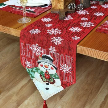 Натуральная джутовая мешковина Рождественский цветок Безликий Гном с изображением Лося настольная дорожка флаг скатерть скатерть для домашнего декора