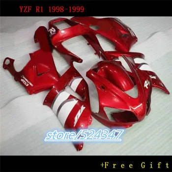 Nn-Новинка! Изготовленный на заказ бесплатный комплект обтекателей ABS для мотоциклов 1998 1999 YZFR1 98 99 YZF R1 красно-белые комплекты обтекателей кузова Yamaha