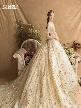 Роскошное свадебное платье в пол с квадратным вырезом, романтические аппликации, дорогое свадебное платье, Элегантное Vestidos De Novia