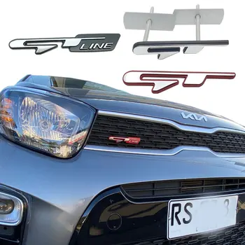 3D Металлические Наклейки С Эмблемой Автомобиля Значок Передней Решетки Радиатора Для Kia GT GT line Ceed Forte RIO STINGER Seltos K3 KX5 K4 K5 Автомобильные Аксессуары