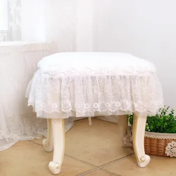 кружевной белый чехол для табурета для макияжа, декоративный чехол для подушки сиденья с воланами