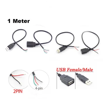 1 М 2-контактный 4-контактный разъем USB 2.0 A для подключения к разъему Power Charge, кабель для передачи данных, удлинитель шнура, разъем DIY адаптера 5 В