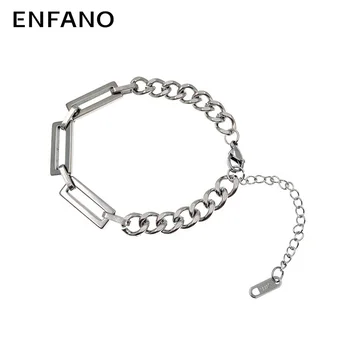 Орнамент Enfano YC, Трансграничный Корейский стиль, Пряжка ручной работы, Кубинский браслет, Титановая сталь, Универсальная нержавеющая сталь