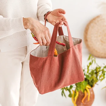 Женская сумка-тоут из хлопка и льна, сумки через плечо большой емкости, складная портативная сумка для покупок, сумка для ланча Sac De Cours