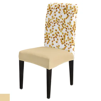Желтый Акварельный Лист Комплект Чехлов для стульев Кухонный Чехол для сиденья из эластичного спандекса Домашний Декор Чехол для сиденья в Столовой