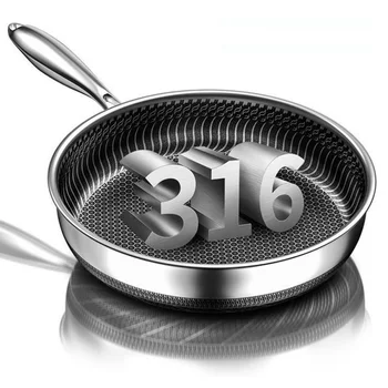 Сковорода-вок из нержавеющей стали 316, Двусторонняя ячеистая сковорода, посуда с антипригарным покрытием