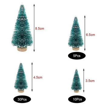 50ШТ Миниатюрная искусственная Рождественская елка Маленькие Снежные морозные елки Сосны Рождественские поделки для украшения вечеринок